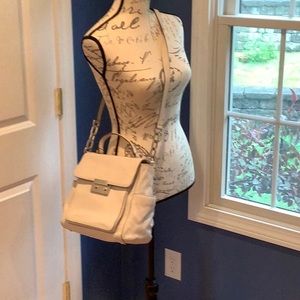 Michael Kors cream color cross body leather bag